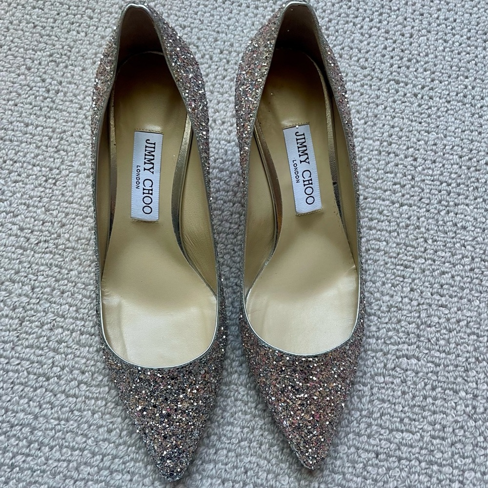 Jimmy Choo Sparkling Heels - Silver (Glitter)